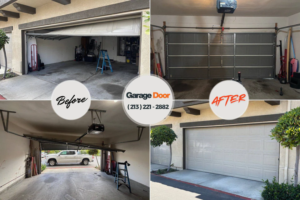 Before and after: garage door repair Balcones Heights, TX